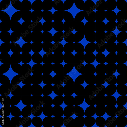 Blue and black color abstract geometric checked seamless pattern.  Vector trendy background for poster, festival, music and textile
