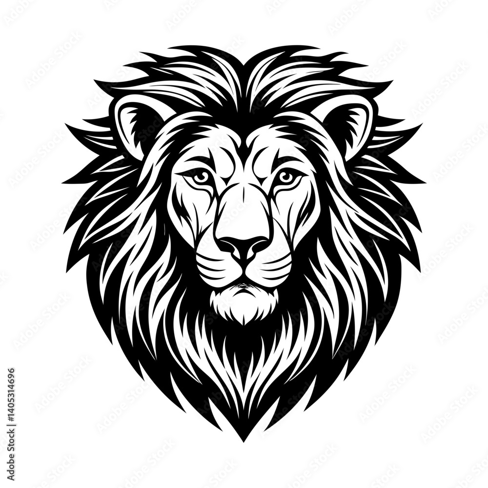 Lion head mascot vector illustration of a wild animal symbol in black silhouette style Lion head mascot vector illustration of a wild animal symbol in black silhouette style