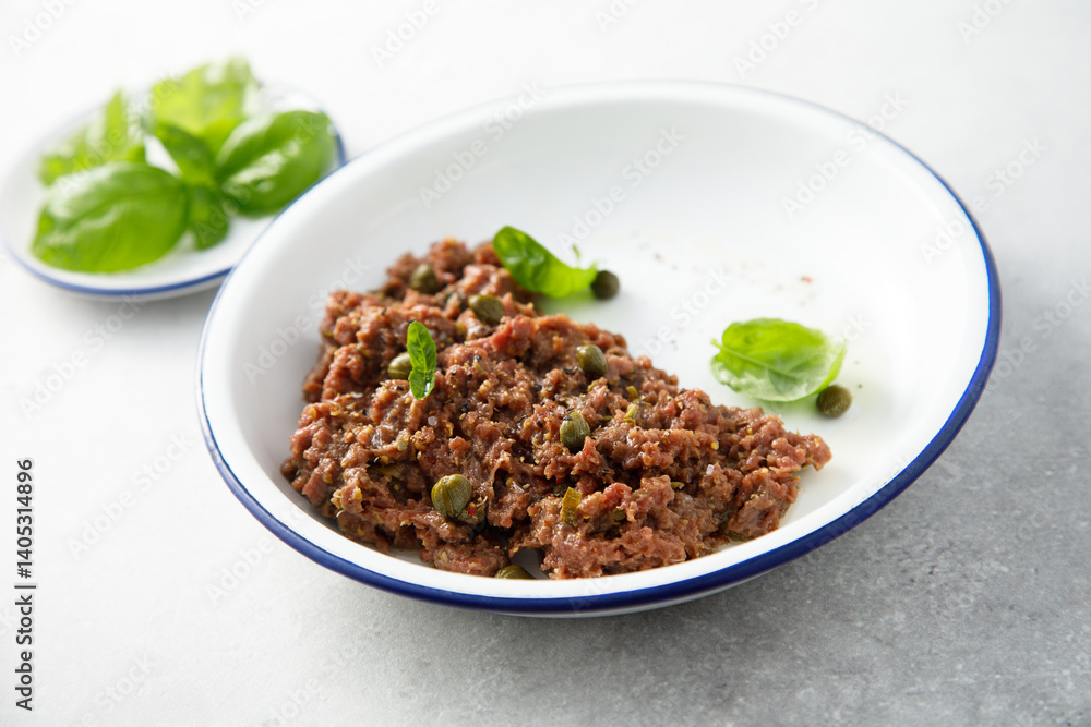 Venison steak tartare with capers Venison steak tartare with capers