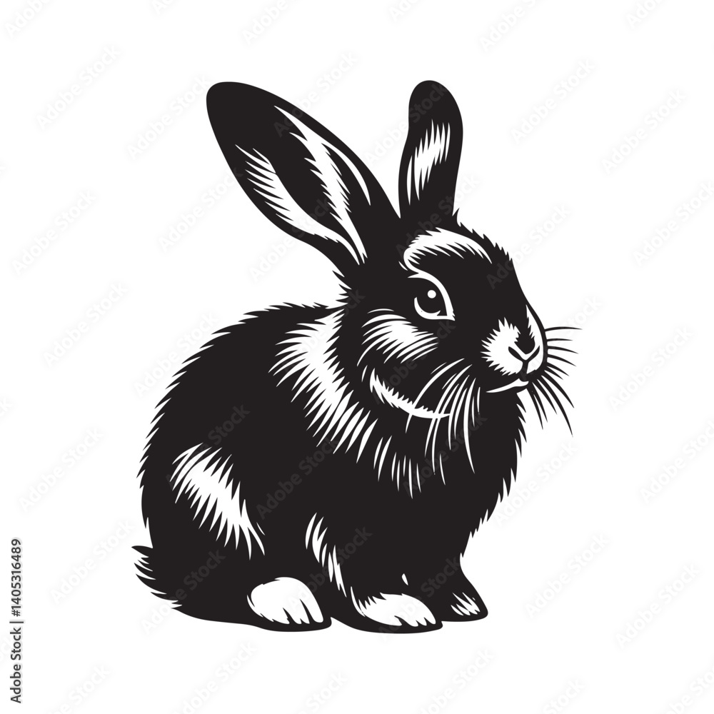 Fototapeta premium Rabbit Silhouette - Rabbit Vector Artwork - Minimal Rabbit Illustration - Rabbit Design.