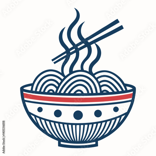 Design a bold, vector noodle brand logo incorporating the letter "W" as a central design element.  Use strong strokes and a memorable style.