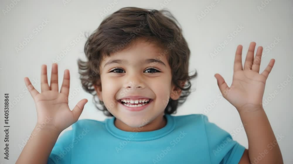 A happy young child smiling with his hands covering his face, conveying joy and innocence. A happy young child smiling with his hands covering his face, conveying joy and innocence.