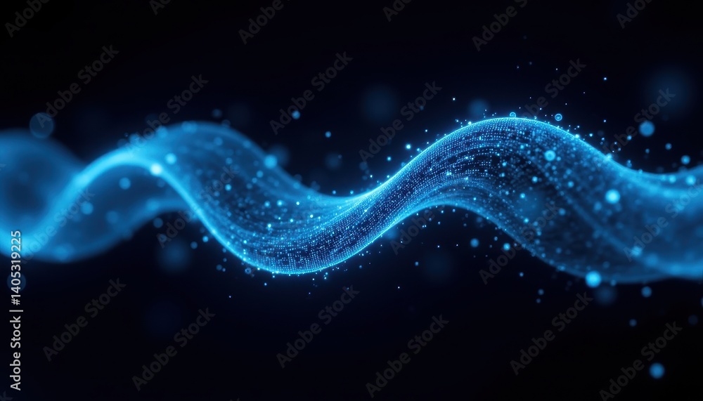 Futuristic Glowing Blue Wave of Particles Digital Space Abstract Visualization Dark Environment Vibrant Concept Futuristic Glowing Blue Wave of Particles Digital Space Abstract Visualization Dark Environment Vibrant Concept