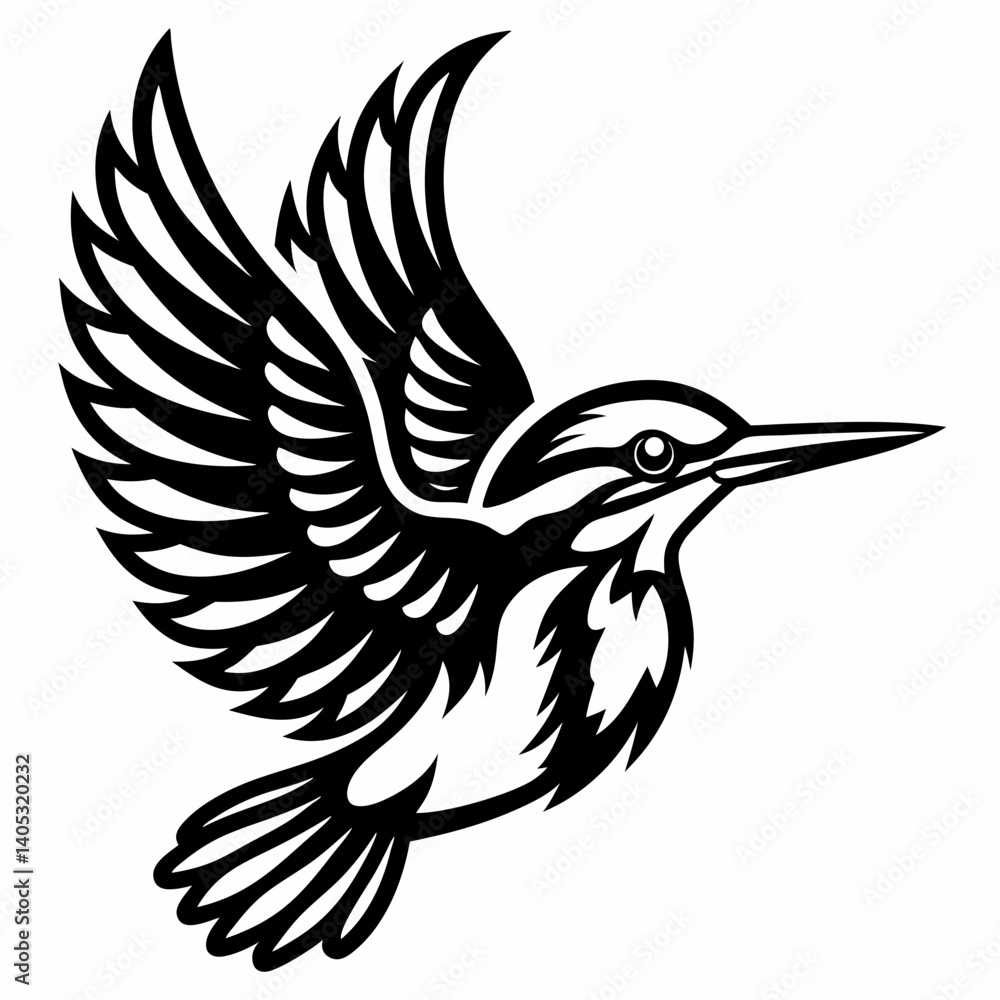 Obraz premium Kingfisher bird silhouette art vector illustration 