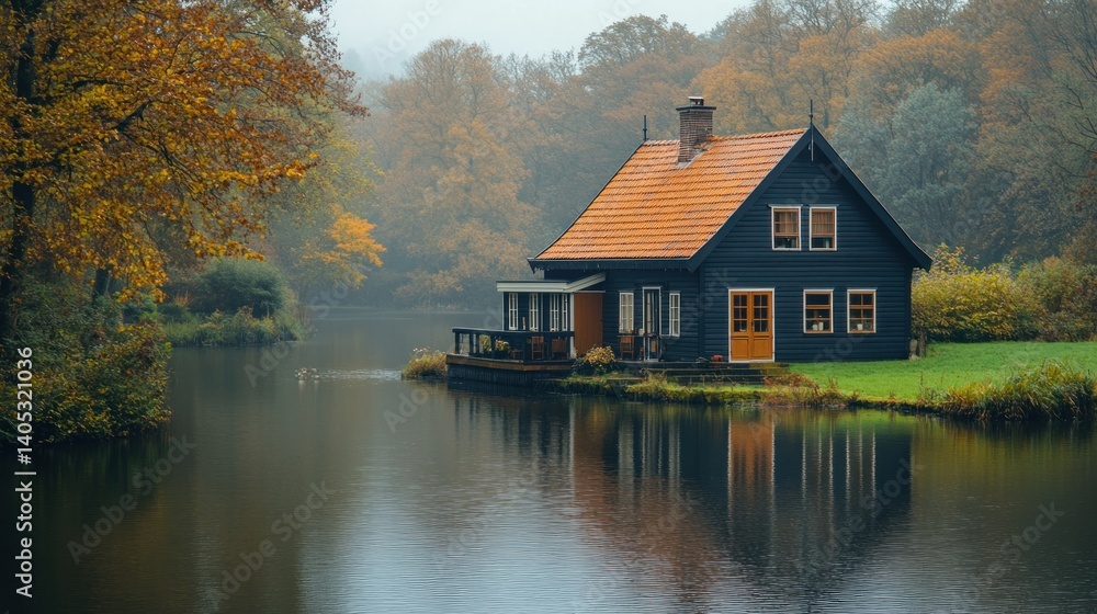Serene Autumn Lake House: A Picturesque Retreat Serene Autumn Lake House: A Picturesque Retreat