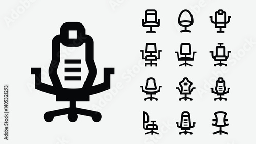 Chair Office Seat Line Icons