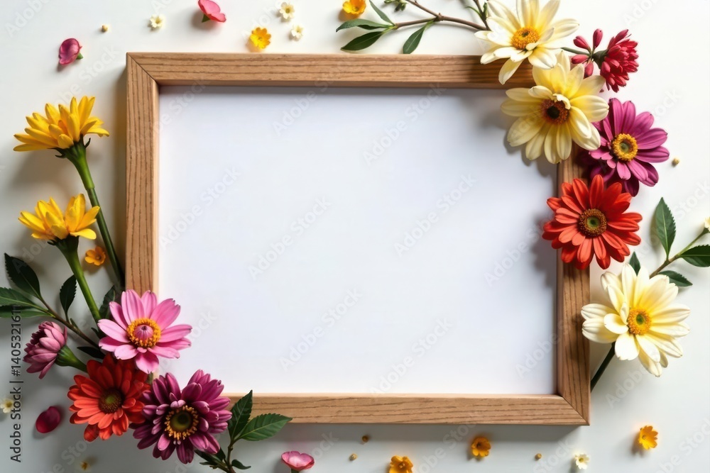 Obraz premium Simple wooden frame, dried floral arrangement , decor, display, still life