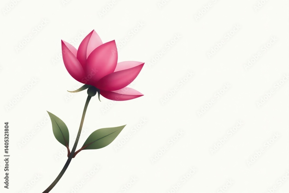 Fototapeta premium Single wilted blossom, minimalist line art, white background , symbolic, broken heart, grief