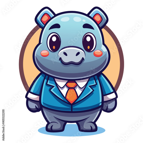 Cute hippo in a business suit