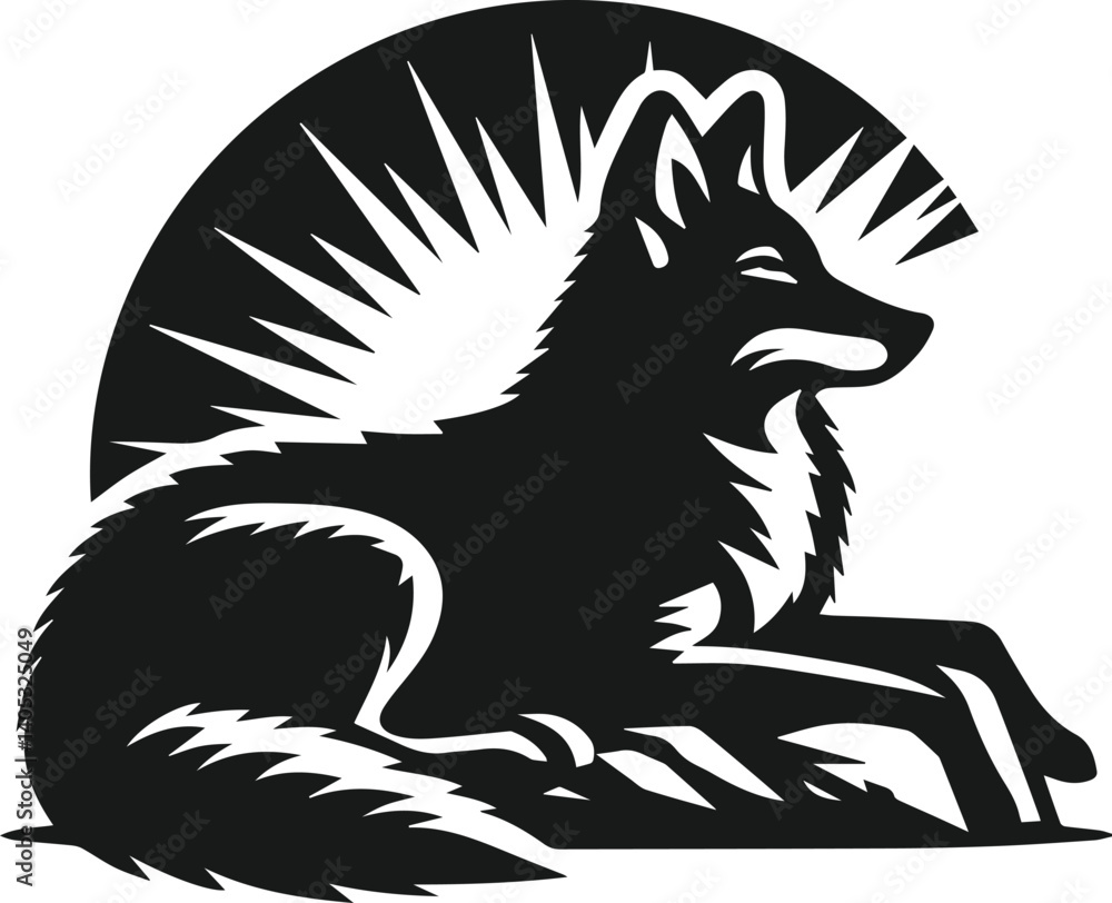 Naklejka premium Coyote vector silhouette