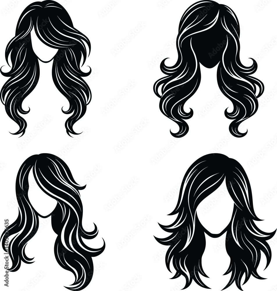 Hair Extensions silhouette vector Hair Extensions silhouette vector