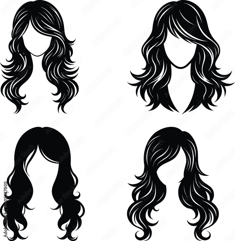 Hair Extensions silhouette vector Hair Extensions silhouette vector