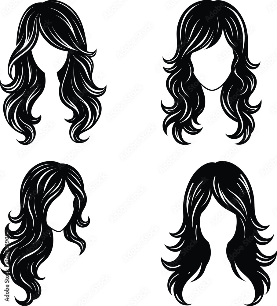 Hair Extensions silhouette vector Hair Extensions silhouette vector