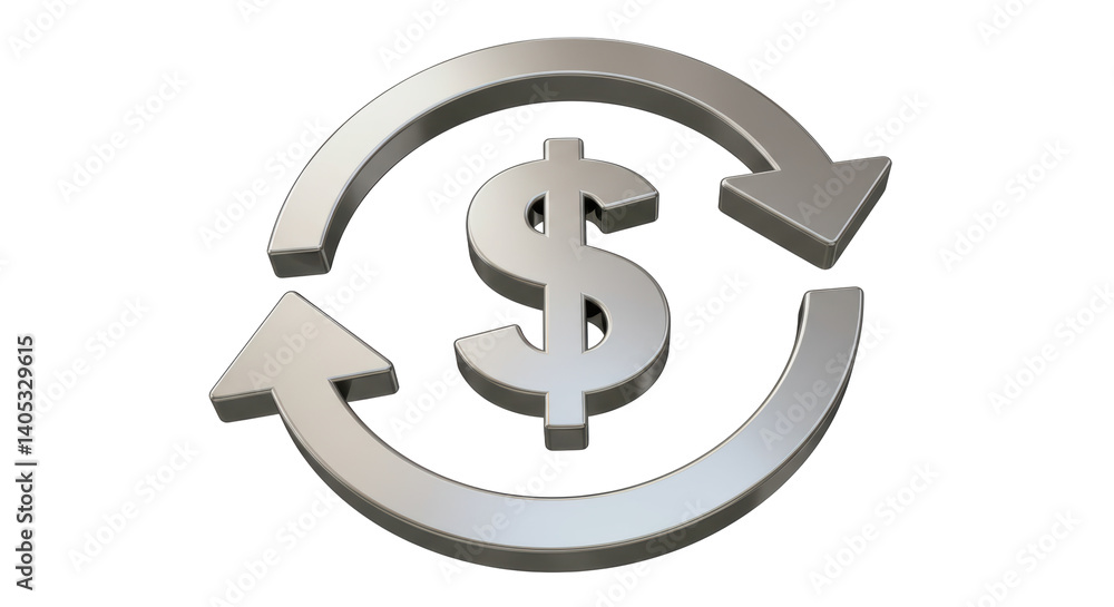 Isolated Dollar Symbol with Recycling Arrows Isolated Dollar Symbol with Recycling Arrows