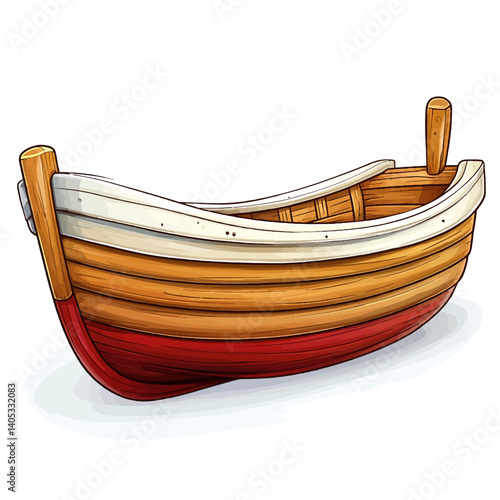 old wooden boat isolated on white background 