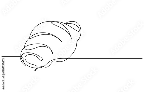 Continuous one line art Croissant icon badge bakery