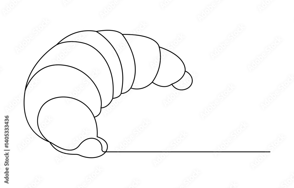 Continuous one line art Croissant icon badge bakery Continuous one line art Croissant icon badge bakery
