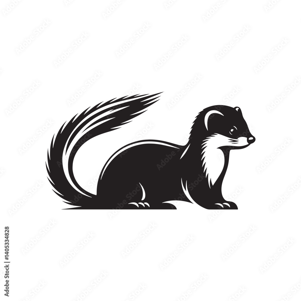 Stoat Vector art - Minimal Stoat Silhouette - Stoat Illustration - Stoat Black and White Design. Stoat Vector art - Minimal Stoat Silhouette - Stoat Illustration - Stoat Black and White Design.