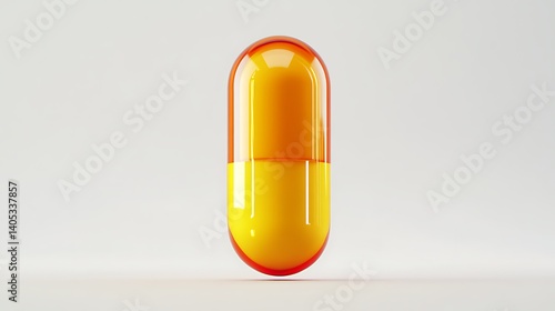 Close-up of a red capsule pill on a white background