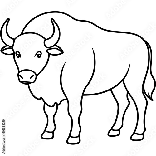 A majestic yak stands strong, a symbol of resilience and mountain power, rendered in clean bold line art.