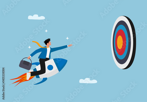 Business people analyzing marketing performance and targeting strategy with data chart, bullseye goal, and digital tools for customer acquisition and business growth.