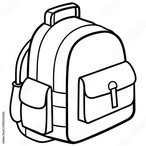 A trusty backpack ready for adventure, filled with exciting possibilities, a faithful companion for journeys big and small, in bold black and white line art.