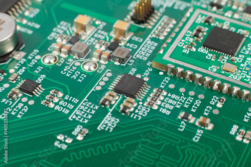 Obraz na płótnie Electronic board close-up, modern electronic circuits w salonie