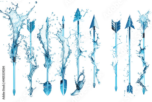 Set of water splashing isolated on white background