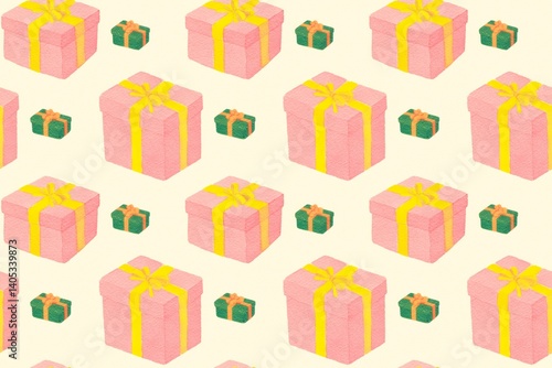 Hand-Drawn Pink Watercolor Gift Box Pattern