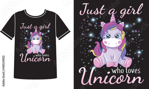 Just a girl who loves unicorn t-shirt design concept