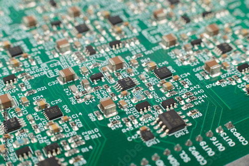 Obraz na płótnie Electronic board close-up, modern electronic circuits w salonie