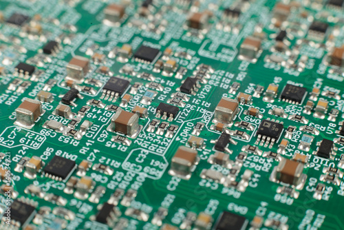 Obraz na płótnie Electronic board close-up, modern electronic circuits w salonie