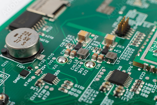 Obraz na płótnie Electronic board close-up, modern electronic circuits w salonie