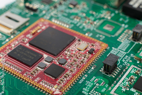Obraz na płótnie Electronic board close-up, modern electronic circuits w salonie