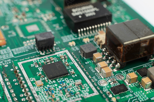 Obraz na płótnie Electronic board close-up, modern electronic circuits w salonie