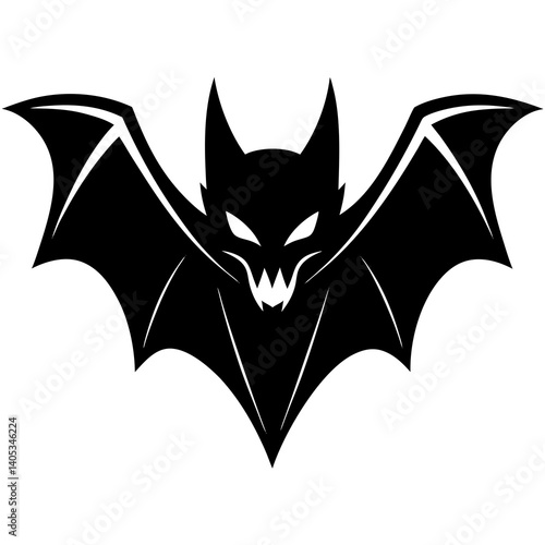 Bat head logo, fantasy gothic style, white background



