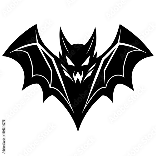 Bat head logo, fantasy gothic style, white background



