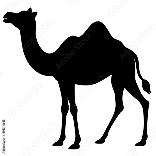 Camel silhouette on white background.



