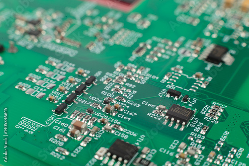 Obraz na płótnie Electronic board close-up, modern electronic circuits w salonie