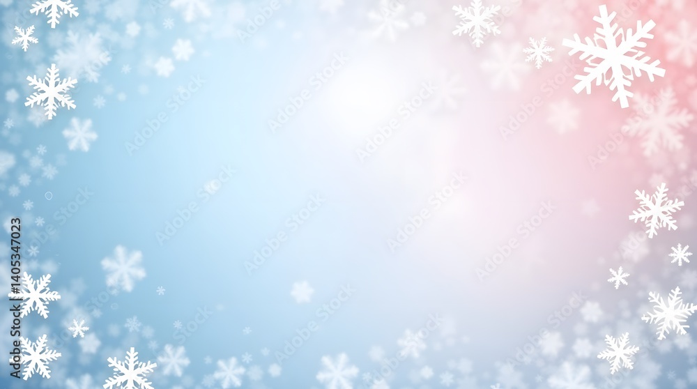 Winter snowflake background. Light blue to pink gradient with blurred snowflakes. Ideal for festive designs, cards, and seasonal promotions. Winter snowflake background. Light blue to pink gradient with blurred snowflakes. Ideal for festive designs, cards, and seasonal promotions.
