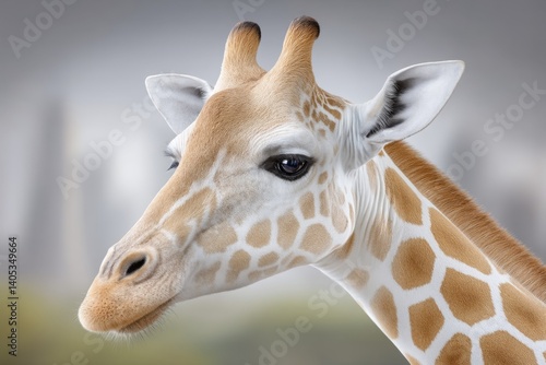 A beautiful giraffe portrait with lush Nairobi forest in the background