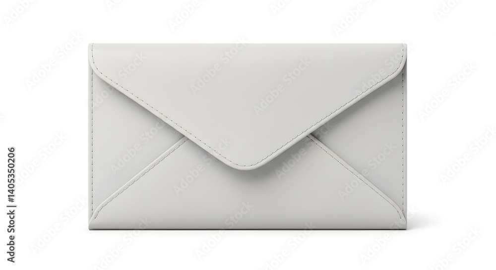 A close up shot of a closed white envelope with a pointed flap on a white background studio shot A close up shot of a closed white envelope with a pointed flap on a white background studio shot