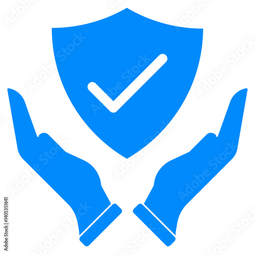 Hands with Protection Sheild and Tick Icon Vector Illustration