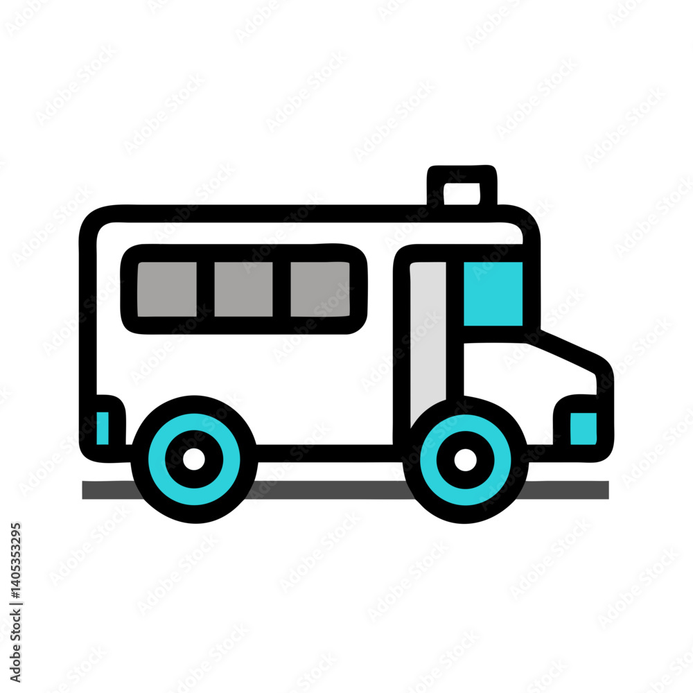 Bus Side View Icon Representing City or School Bus Transportation Bus Side View Icon Representing City or School Bus Transportation