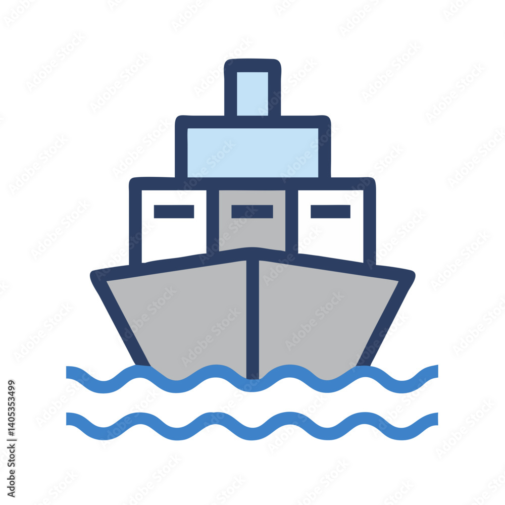 Cargo Ship Icon Representing Maritime Shipping and Global Freight Transport