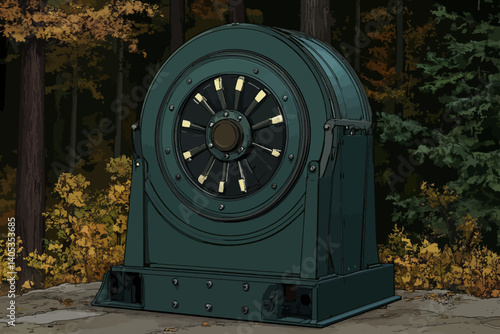 Giant power substation in the forest 