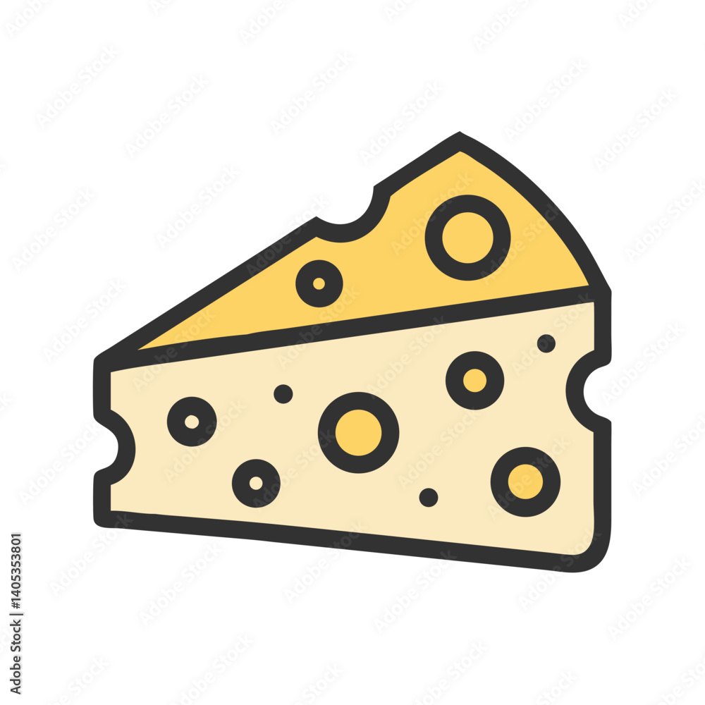 Cheese Slice Icon Representing Dairy Products and Snack Food Cheese Slice Icon Representing Dairy Products and Snack Food