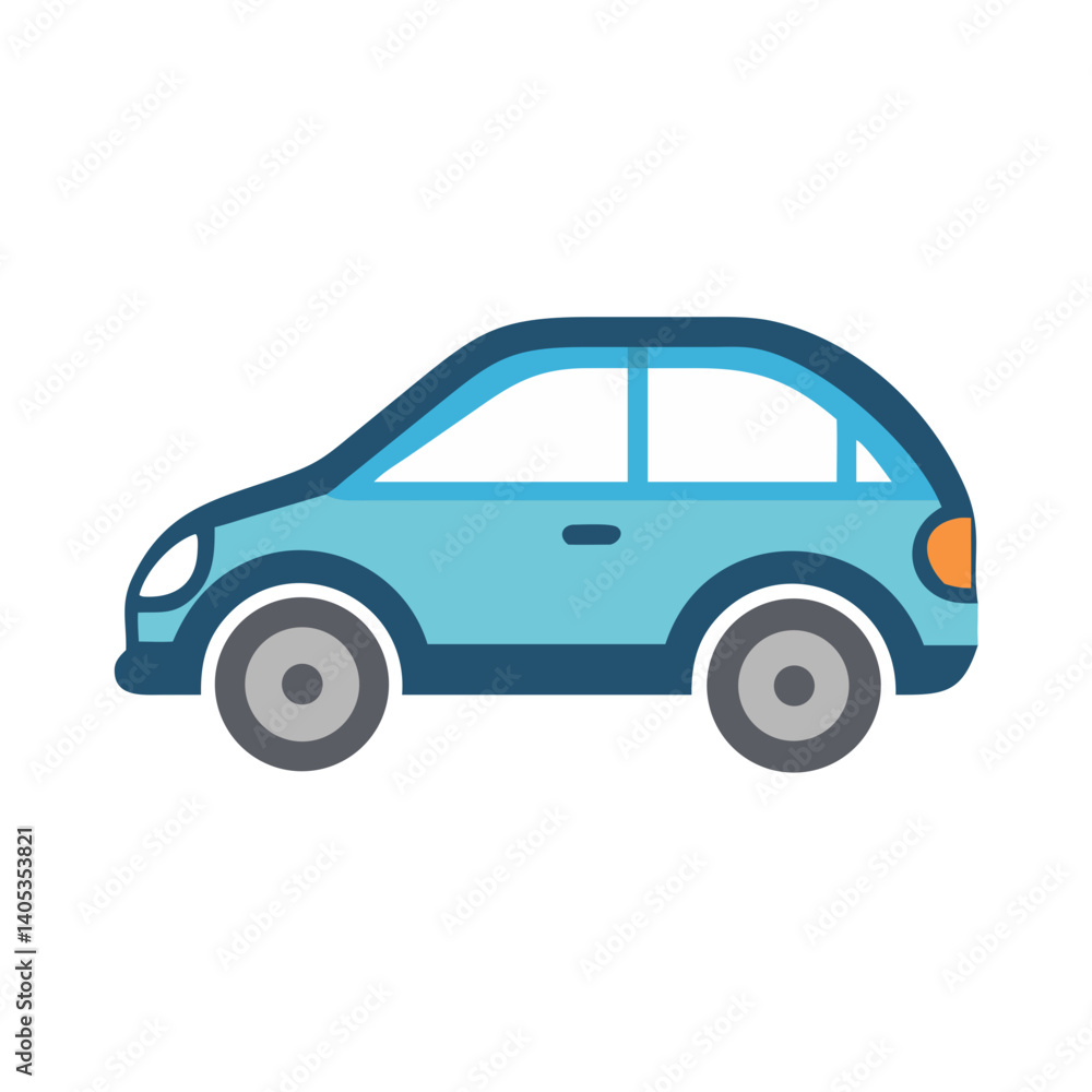 Fototapeta premium Compact Car Side View Icon Representing Urban Mobility and Transportation