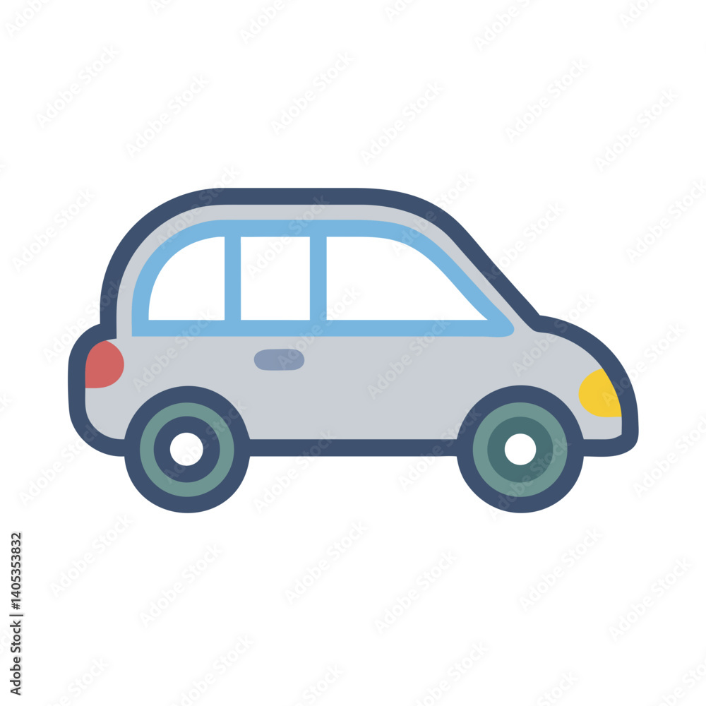 Compact Car Side View Icon Representing Urban Transportation Compact Car Side View Icon Representing Urban Transportation