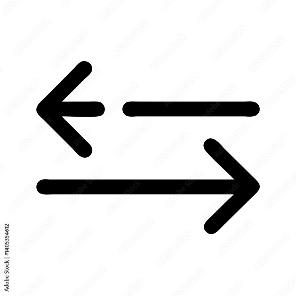 Double Horizontal Arrows Pointing Opposite Directions Icon – Reversal and Navigation Symbol Double Horizontal Arrows Pointing Opposite Directions Icon – Reversal and Navigation Symbol